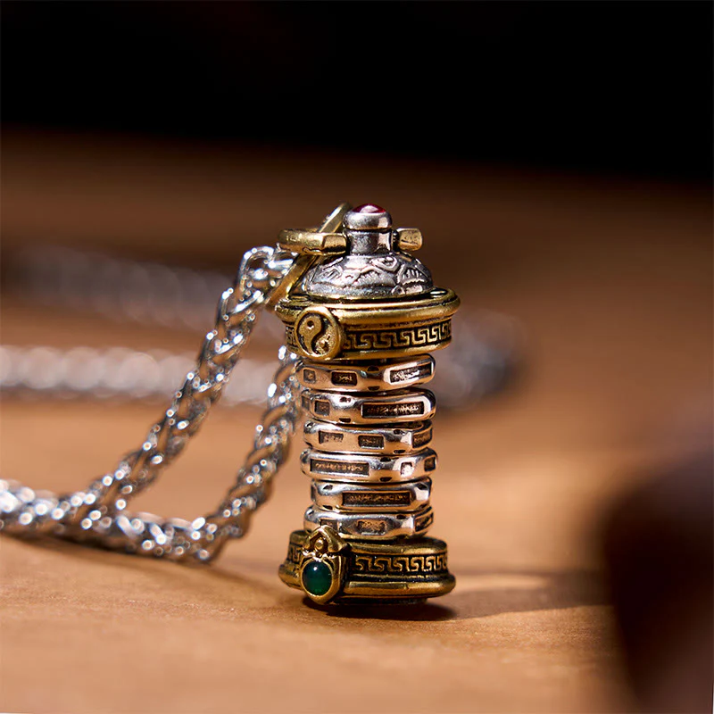 Mocoer Yin Yang Tower Copper Balance Rotatable Necklace Pendant - Mocoer