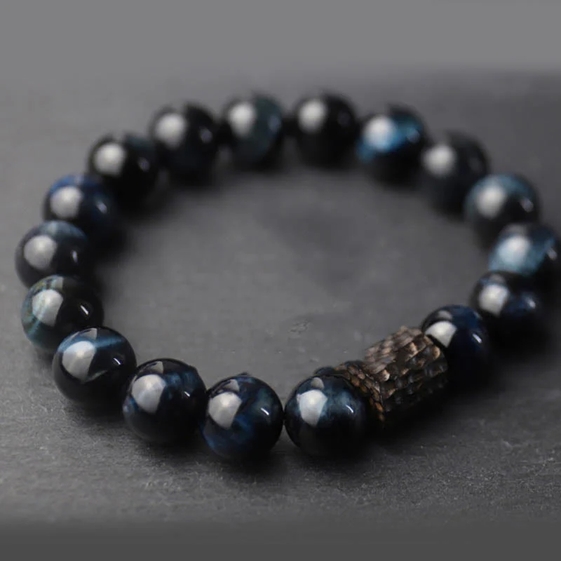 Mocoer Tiger Eye Ebony Wood Beads Calm Bracelet - Mocoer