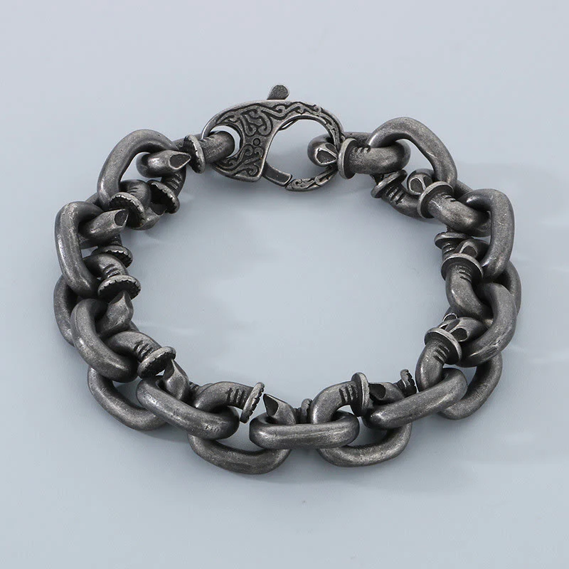 Mocoer Square Rivets Titanium Steel Good Luck Balance Bracelet - Mocoer