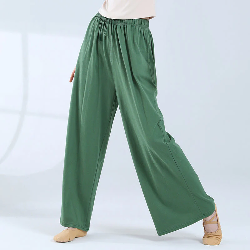 Mocoer Loose Cotton Drawstring Wide Leg Pants For Yoga Dance With Pockets - Mocoer