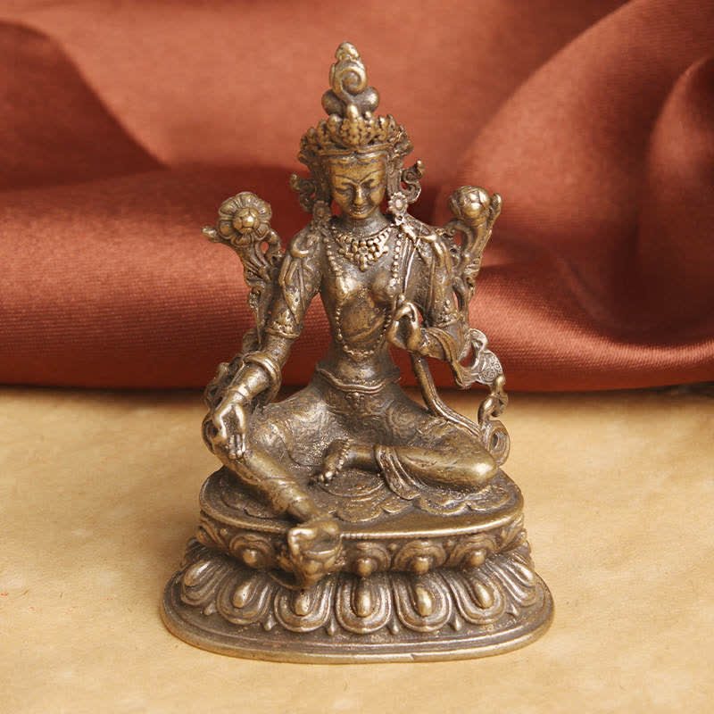 Mocoer Bodhisattva Green Tara Calm Hope Copper Statue Decoration - Mocoer