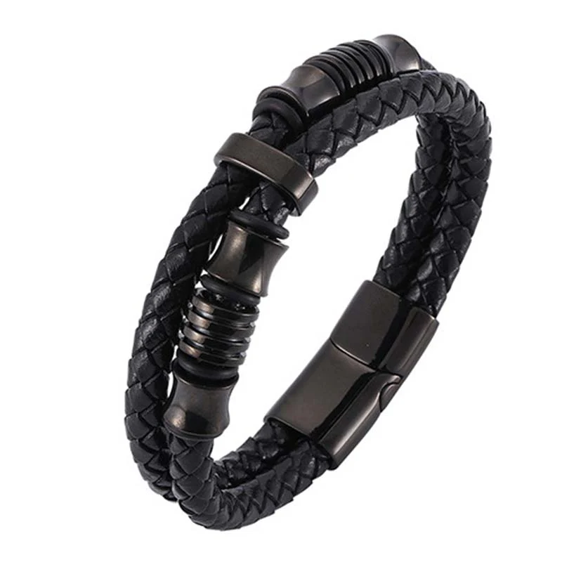Mocoer Layered Leather Weave Fortune Bracelet - Mocoer