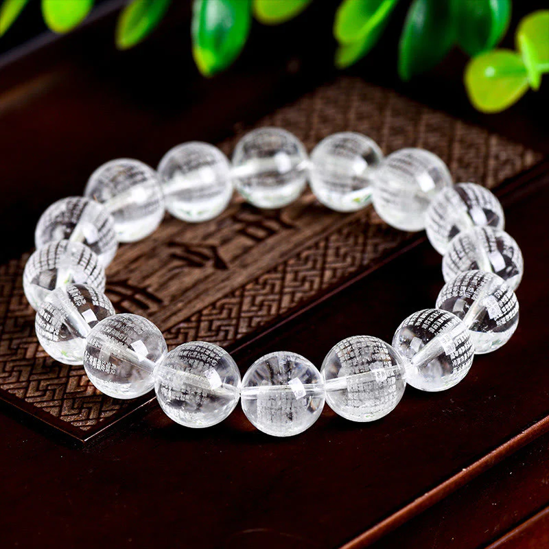 Mocoer Heart Sutra Natural White Crystal Protection Bracelet - Mocoer