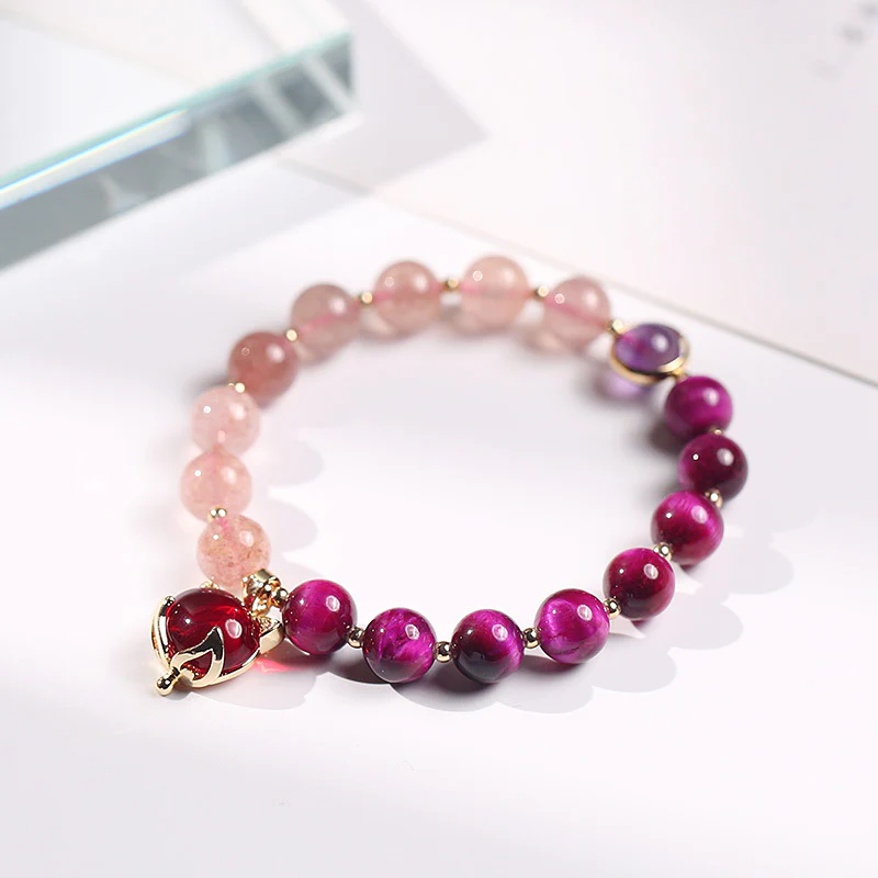 Mocoer Natural Strawberry Quartz Pixiu Love Bracelet - Mocoer