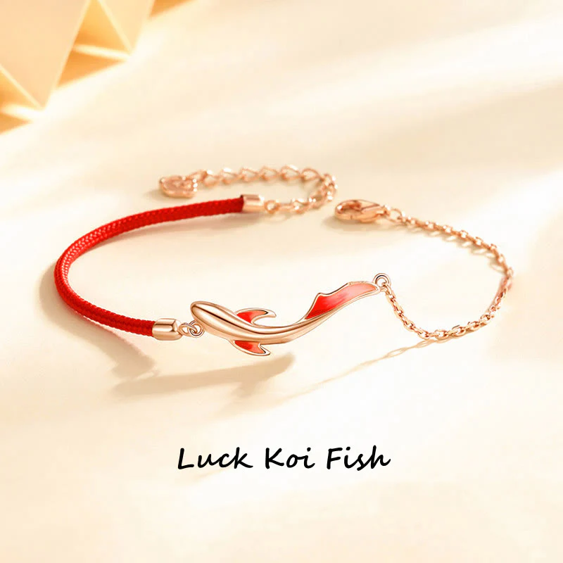 Mocoer 925 Sterling Silver Luck Koi Fish Lotus Star Braided Red String Bracelet - Mocoer