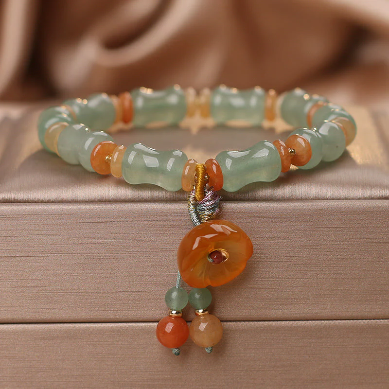 Mocoer Natural Jade Bamboo Flower Pattern Luck Bracelet - Mocoer