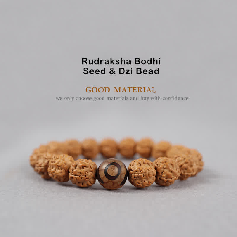 Mocoer Tibet Rudraksha Bodhi Seed Dzi Bead Amber Turquoise Wealth Bracelet - Mocoer