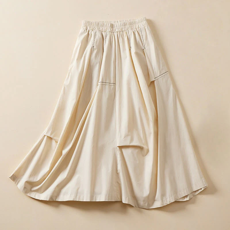 Mocoer Summer Casual Irregular Design Women's Cotton Skirt With Pockets - Mocoer
