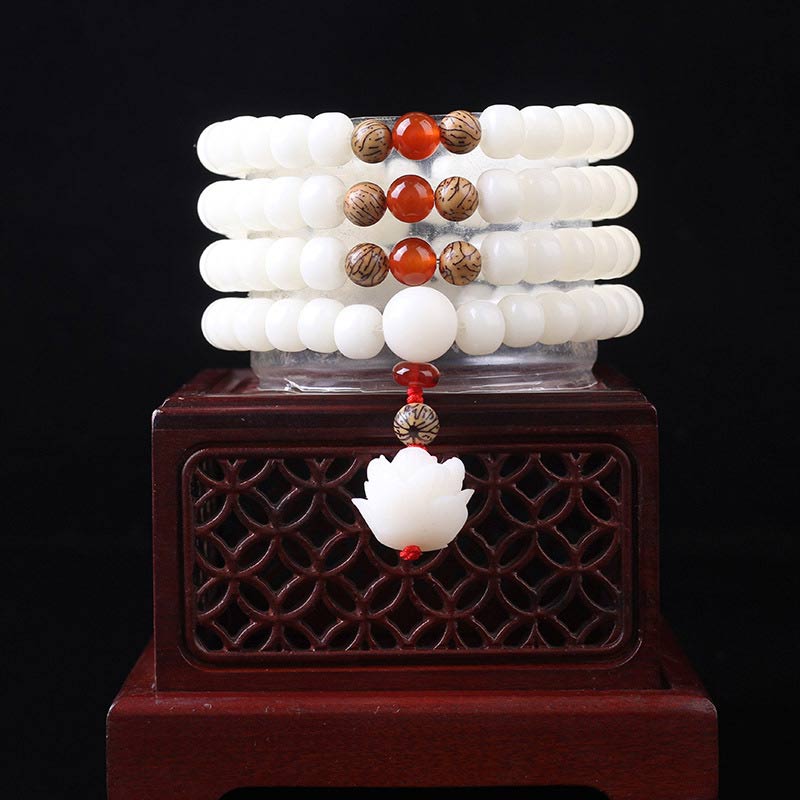 Mocoer Tibetan Mala White Bodhi Seed Peace Bracelet - Mocoer