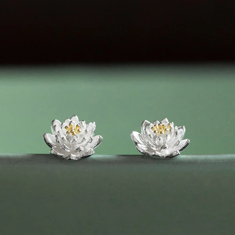 Mocoer 925 Sterling Silver Lotus Flower Balance Earrings - Mocoer