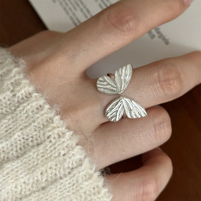Mocoer 925 Sterling Silver Butterfly Love Freedom Ring - Mocoer