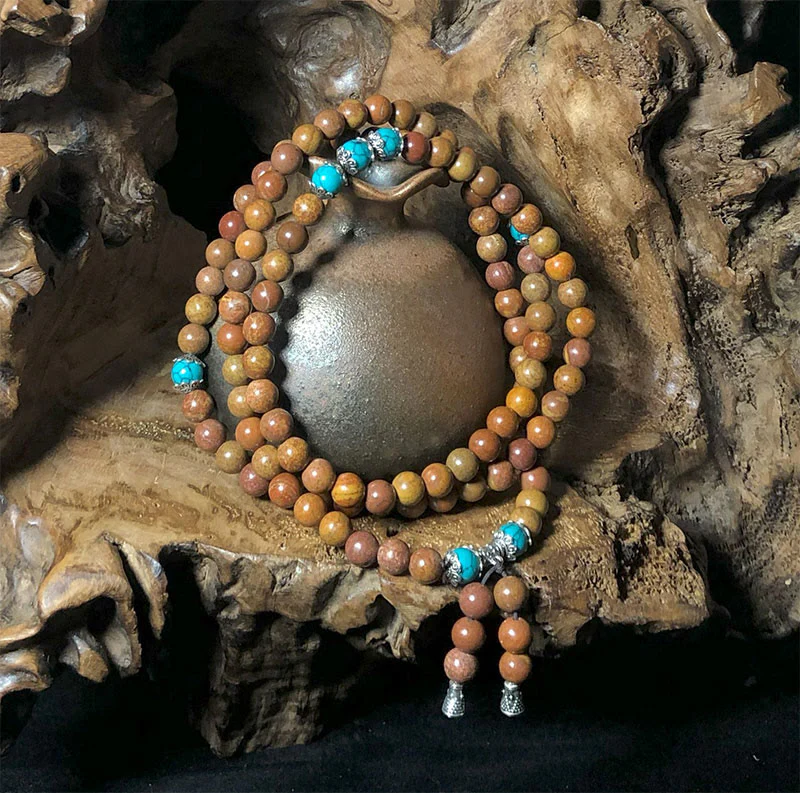 Mocoer 108 Mala Beads Bian Stone Healing Bracelet - Mocoer