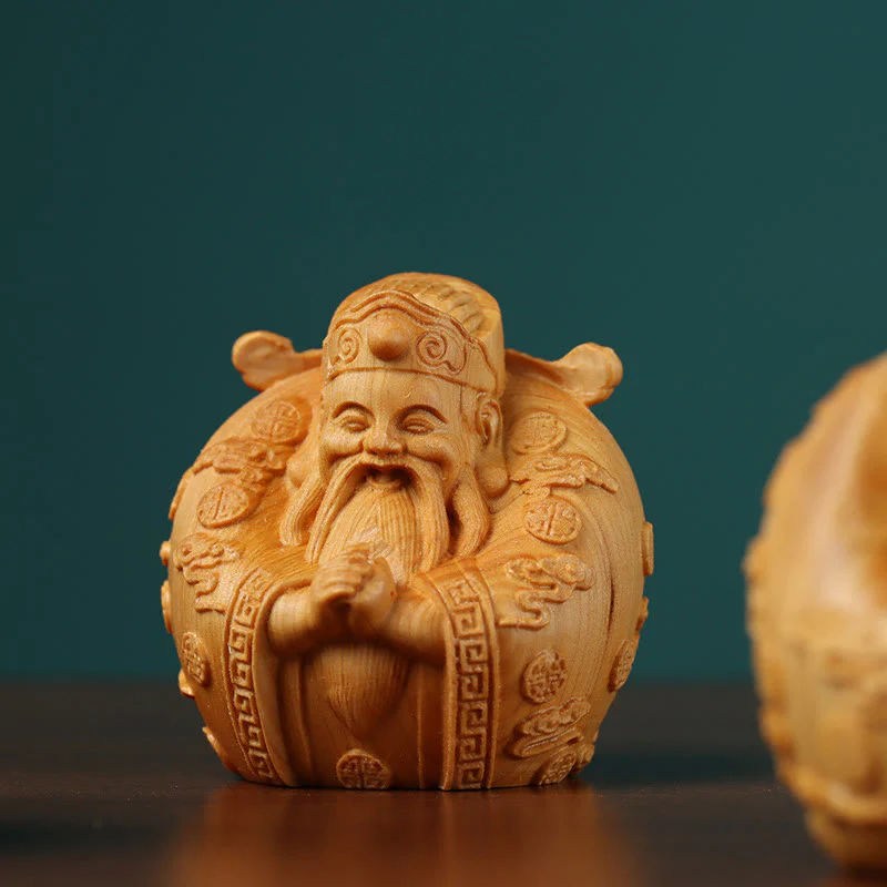 Mocoer Handcrafted FengShui Mini Three Stars Tsai Shen Thuja Sutchuenensis Wood Prosperity Decoration - Mocoer