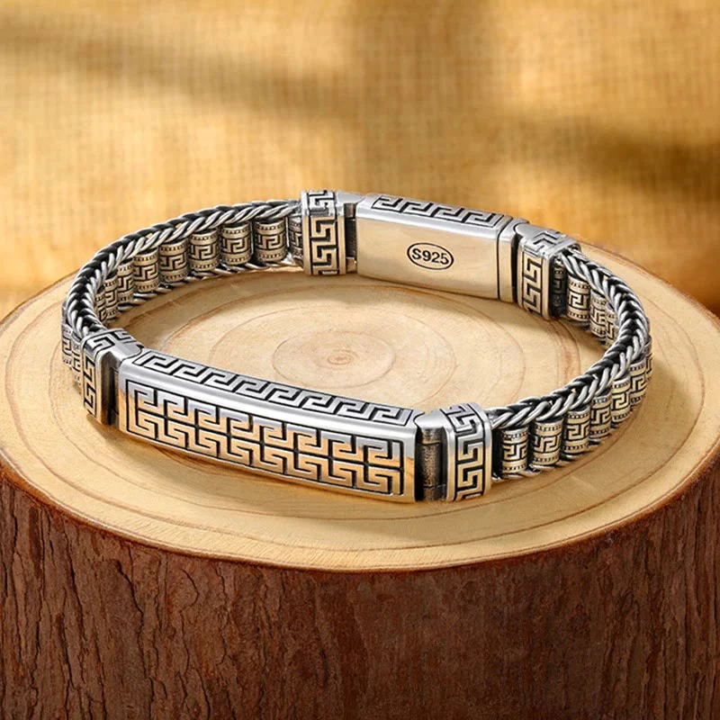 Mocoer Vintage Lines Pattern Balance Rotatable Bracelet - Mocoer
