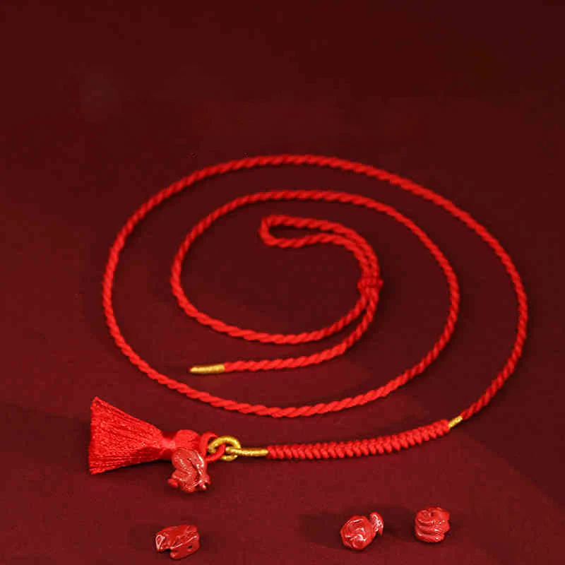 Mocoer Natural Cinnabar Dragon Blessing Red String Belly Chain - Mocoer