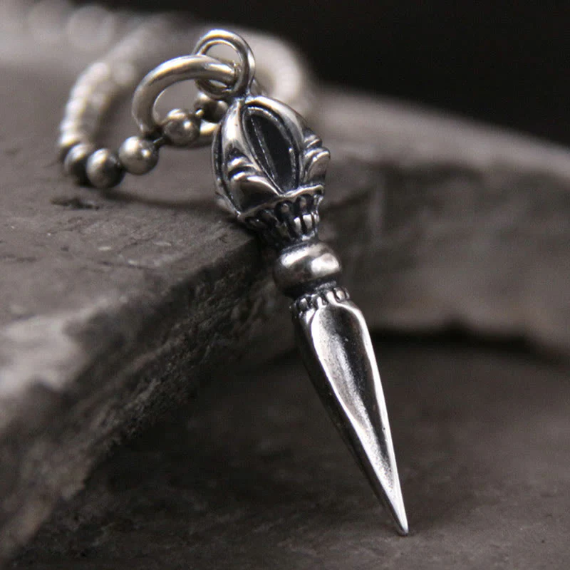 Mocoer 925 Sterling Silver Dorje Vajra Spiritual Power Strength Necklace Pendant - Mocoer