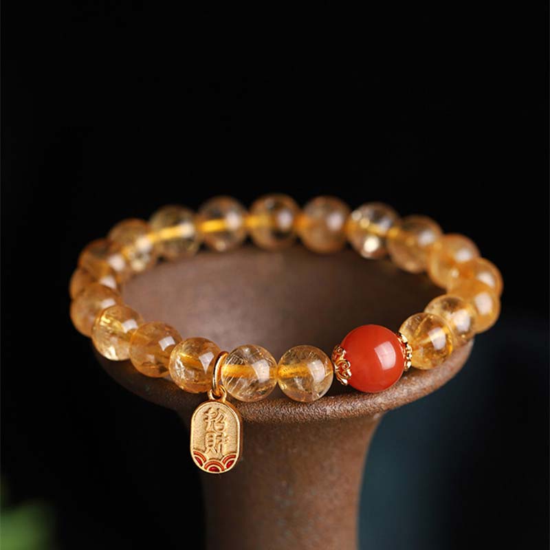 Mocoer Citrine Red Agate Fortune Charm Bracelet - Mocoer