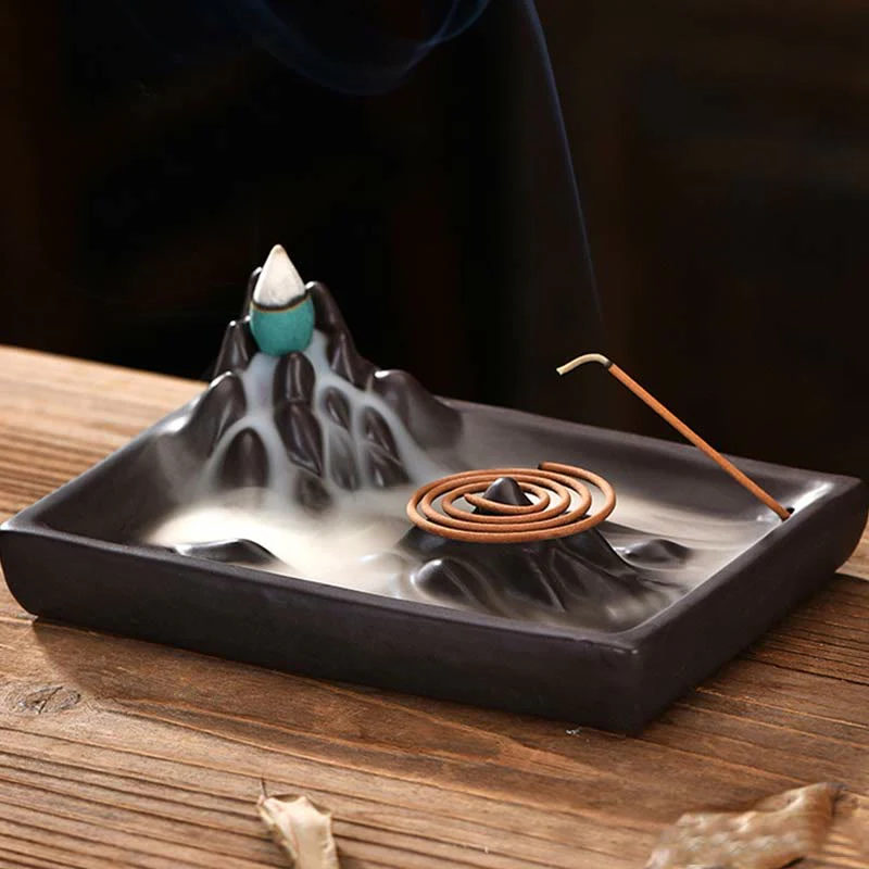 Mocoer Mountains Flowing Water Ceramic Blessing Backflow Incense Burner - Mocoer
