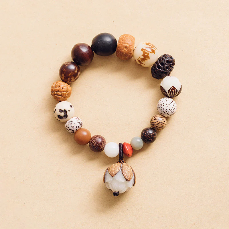 Mocoer Bodhi Seed Lotus Wisdom Peace Wrist Mala Bracelet - Mocoer