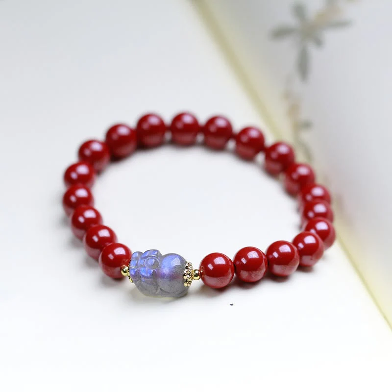Mocoer Cinnabar Moonstone PiXiu Blessing Bracelet - Mocoer