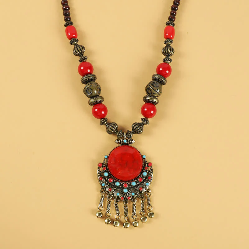 Mocoer Tibetan Retro Beads Tassel Hair Decoration Hair Accessories - Mocoer