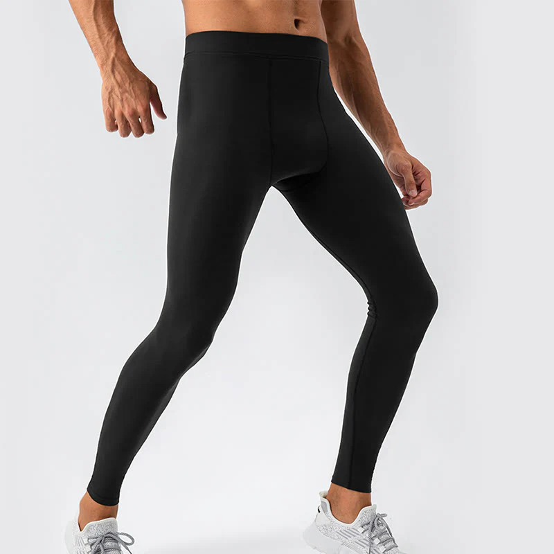 Mocoer Plain High Waist Elastic Breathable Sports Men's Leggings Pants - Mocoer