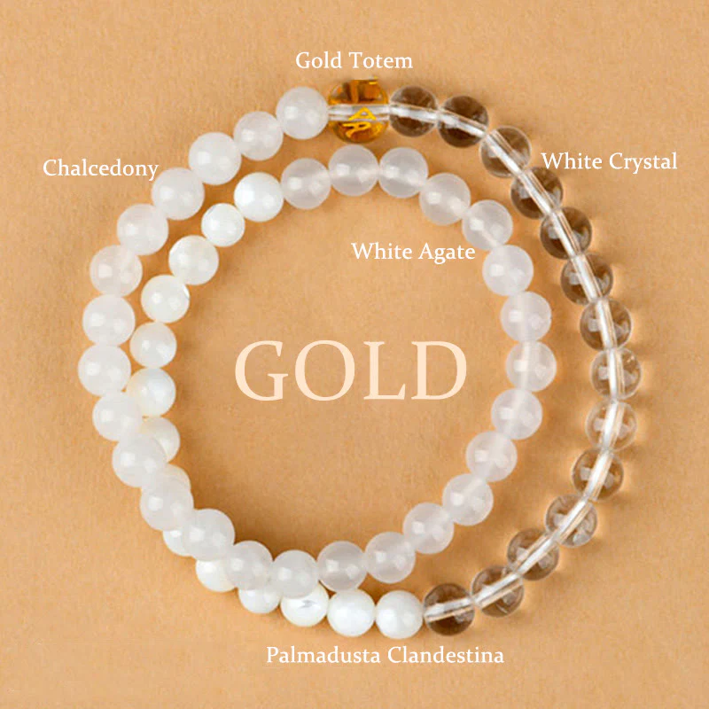 Mocoer Five Elements Various Agate Crystal Chalcedony White Crystal White Agate Luck Bracelet - Mocoer