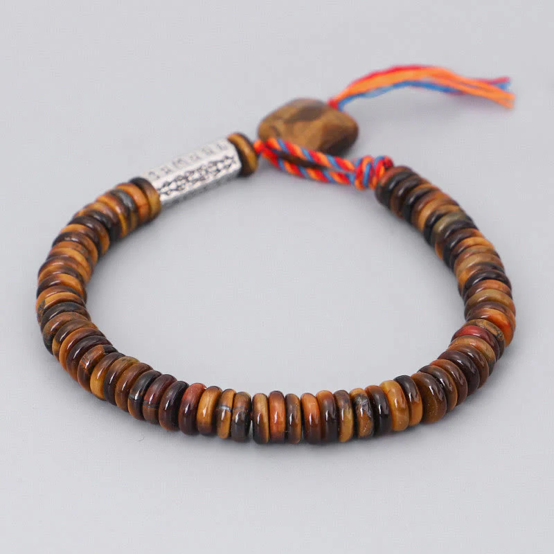 Mocoer Tibetan Tiger Eye Om Mani Padme Hum Protection Power Bracelet - Mocoer