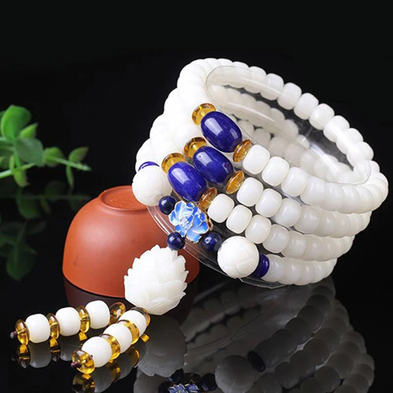 Mocoer Tibetan Mala White Bodhi Seed Peace Bracelet - Mocoer
