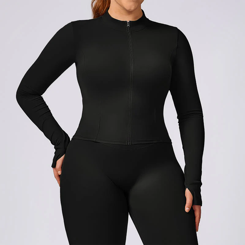 Mocoer PLUS SIZE Zip Up Solid Sports Jacket Flared Pants Leggings Gym Yoga Quick Drying Outfits - Mocoer