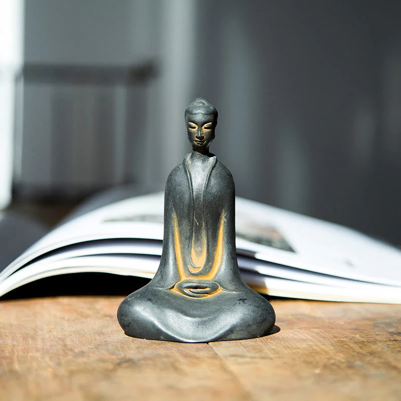 Mocoer Handmade Sakyamuni Buddha Iron Powder Rust Cast Resin Statue Home Decoration - Mocoer