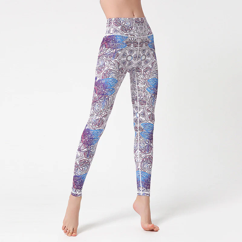 Mocoer Flowers Leaves Birds Print Pants Sports Fitness Yoga Leggings Women's Yoga Pants - Mocoer