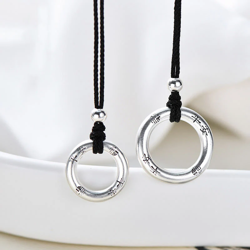 Mocoer 999 Sterling Silver Peace Buckle Protection Necklace Pendant - Mocoer