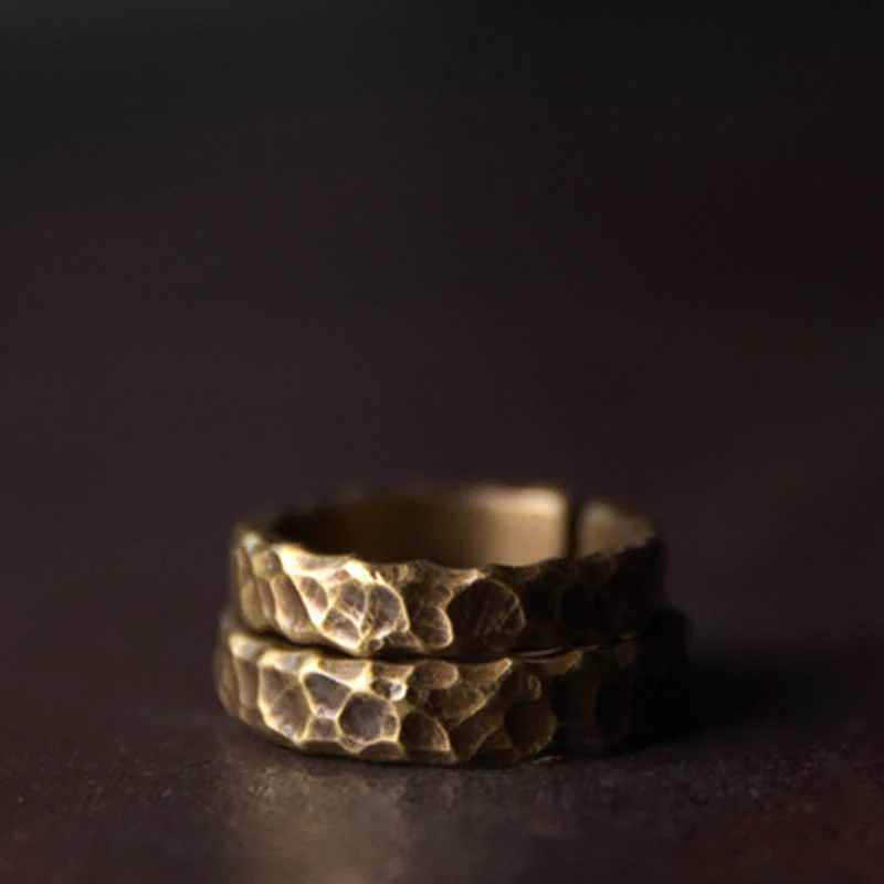 Mocoer Tibetan Bump Texture Design Copper Brass Luck Ring - Mocoer