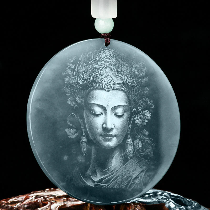 Mocoer Kwan Yin Avalokitesvara Jade Abundance String Necklace Pendant - Mocoer