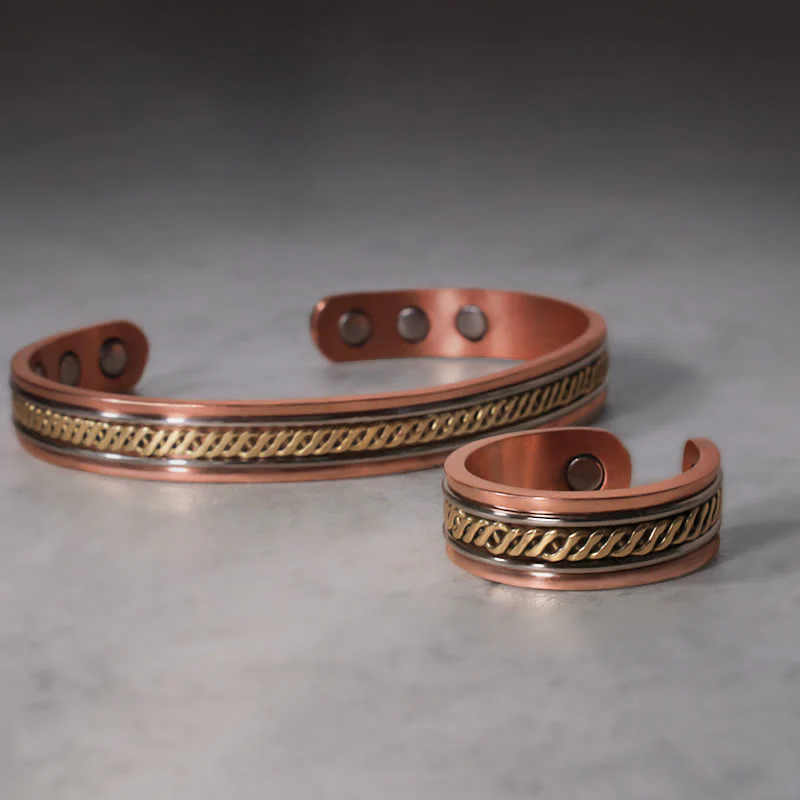 Mocoer Magnetic Copper Balance Adjustable Cuff Bracelet Bangle Ring - Mocoer