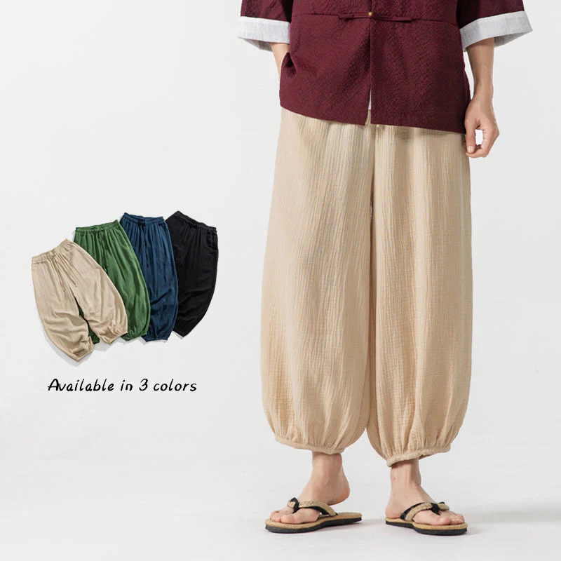 Mocoer Soft Solid Color Drawstring Cotton Men's Pants With Pockets - Mocoer