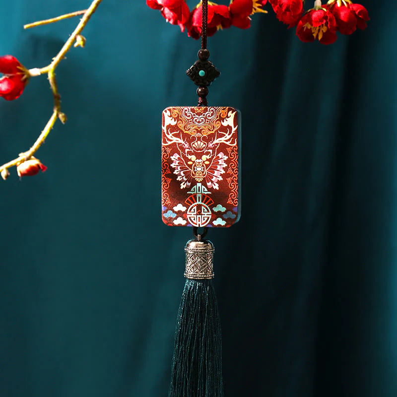 Mocoer Handmade Elk Deer Ebony Wood Balance Tassel Car Hanging Decoration - Mocoer