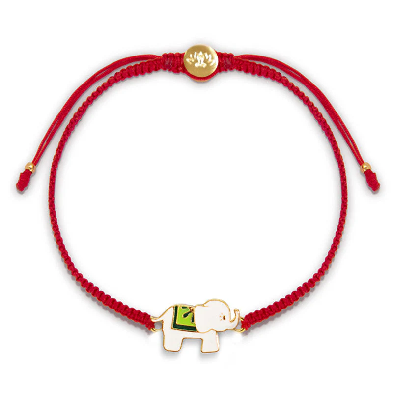 Mocoer Tibetan Handmade 925 Sterling Silver Lucky Elephant Red String Bracelet - Mocoer