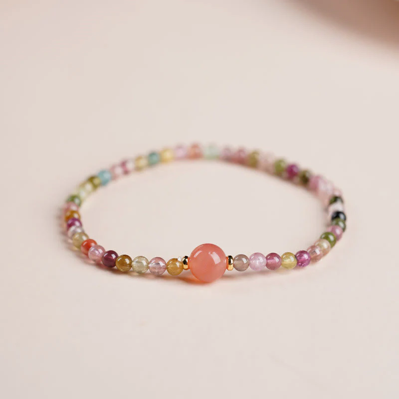 Mocoer 925 Sterling Silver Natural Tourmaline Yanyuan Agate Bead Positive Bracelet - Mocoer