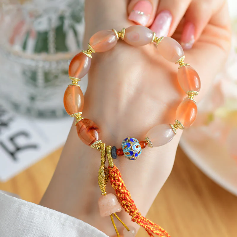Mocoer Tibetan White Jade Agate Strength Confidence Bracelet - Mocoer
