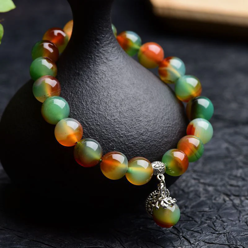 Mocoer Tibetan Natural Green Agate Healing Bracelet - Mocoer