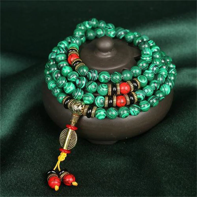 Mocoer Tibetan 108 Mala Malachite Beads Bracelet Necklace - Mocoer