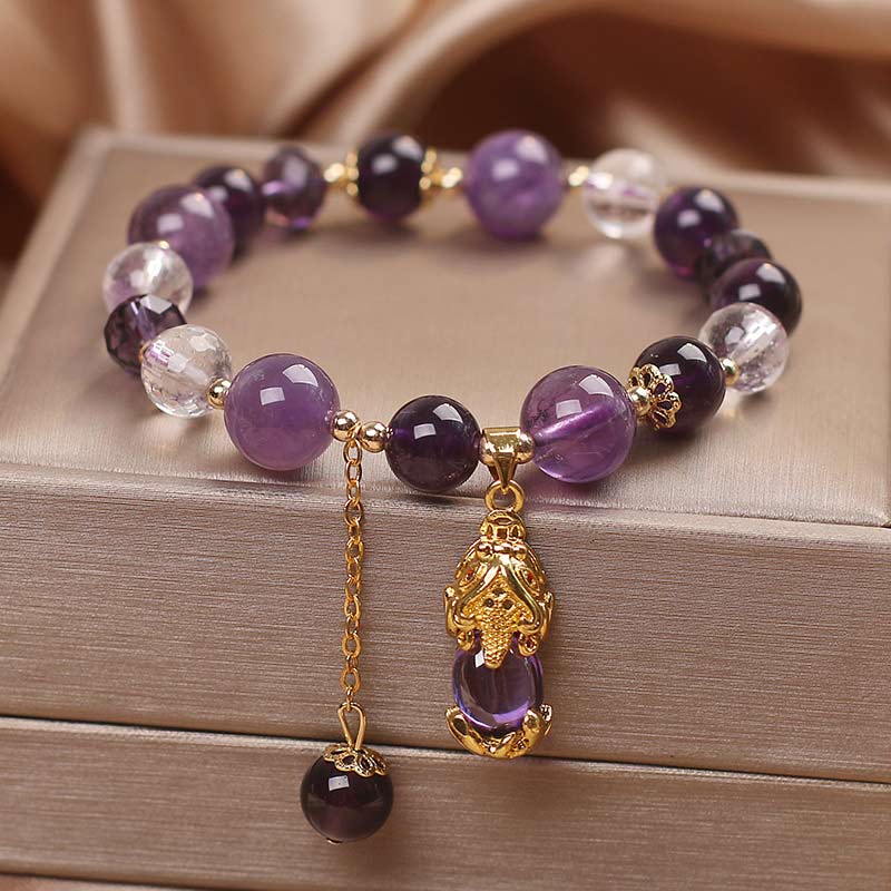Mocoer Natural Amethyst PiXiu Healing Bracelet - Mocoer