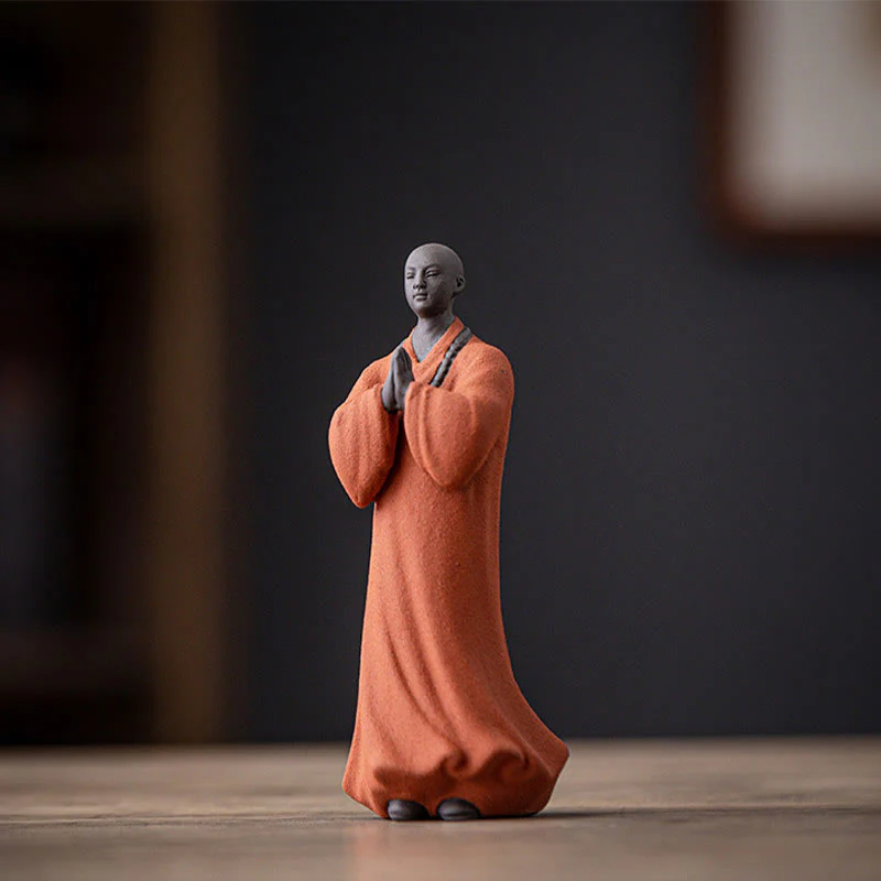 Mocoer Meditating Praying Monk Figure Ceramic Compassion Serenity Home Decoration - Mocoer