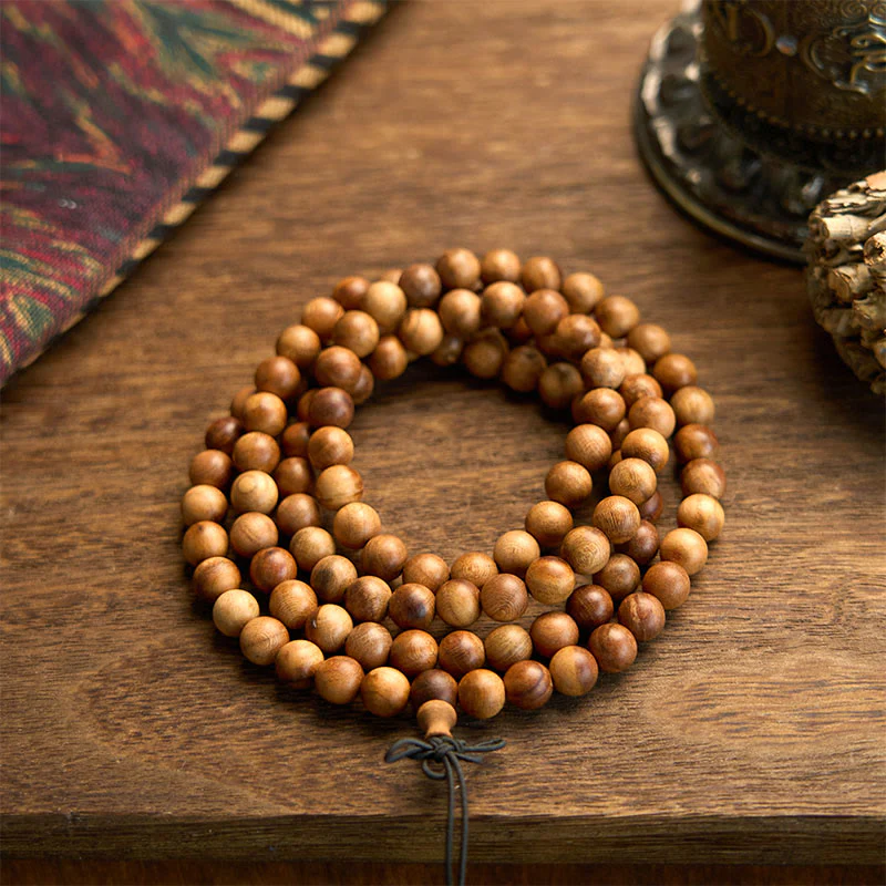 Mocoer 108 Mala Beads Lightning Strike Peach Wood Hand Polishing Protection Bracelet - Mocoer