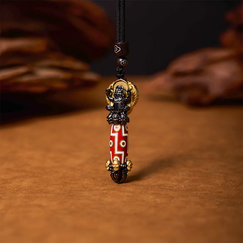 Mocoer Tibet Om Mani Padme Hum Dzi Bead Skull Wisdom Necklace Pendant - Mocoer