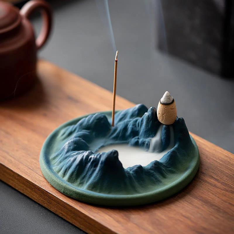 Mocoer Creative Mountain River Ceramic Healing Backflow Incense Burner - Mocoer