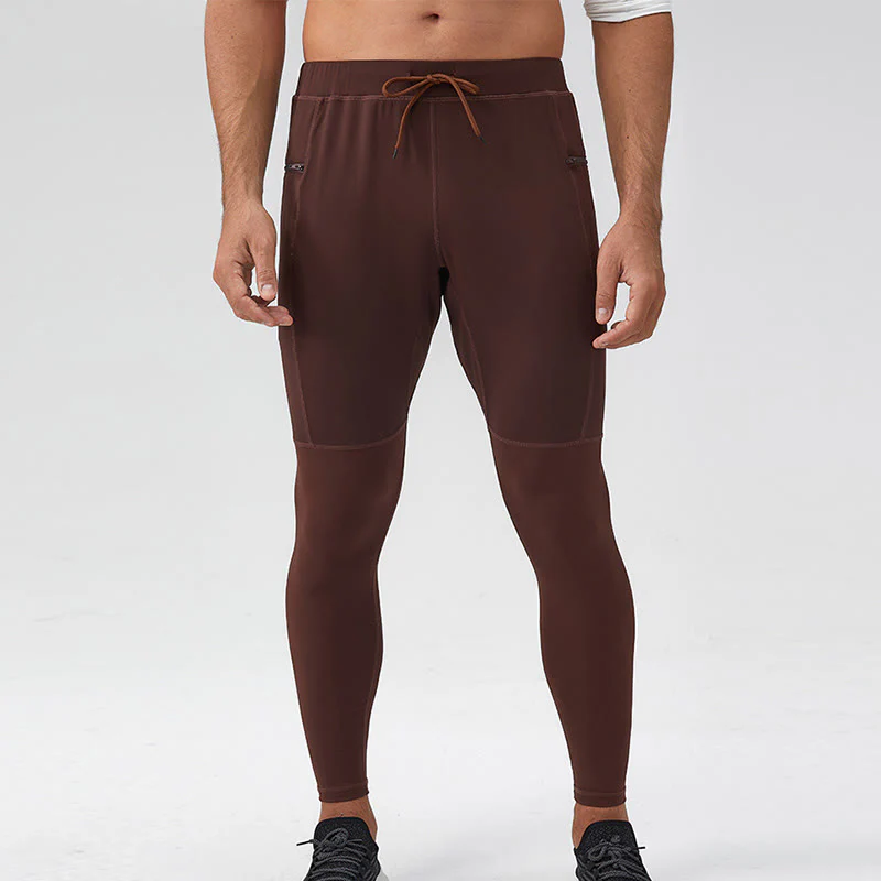 Mocoer High Waist Quick Dry Breathable Fitness Men's Leggings Pants With Zipper Pocket - Mocoer