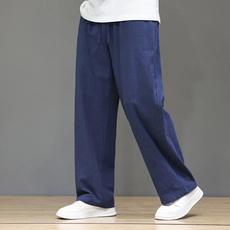 Mocoer Summer Men's Linen Straight Leg Pants With Pockets - Mocoer